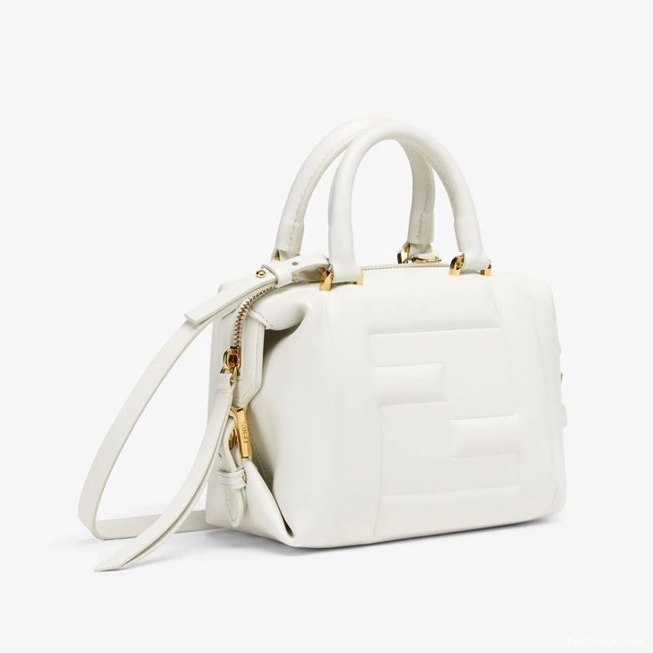 Cheap Leather Fendi White Cube Bag Nappa FF Mini In 0812